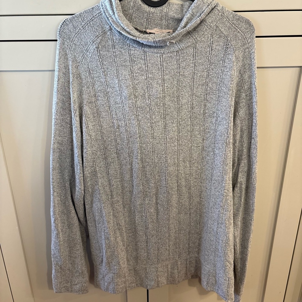 Como Vintage Light Gray Cowl Neck Sweater